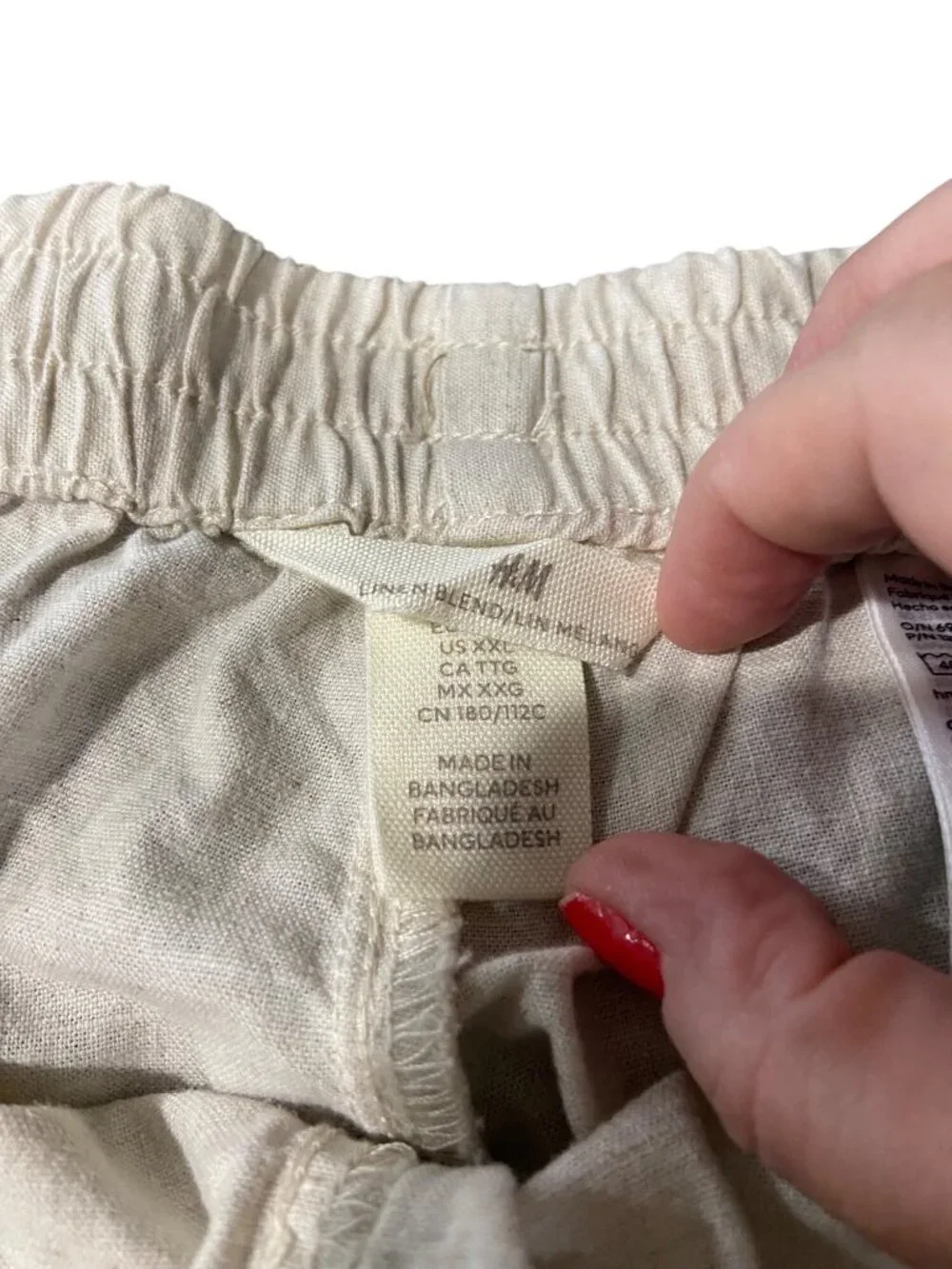 H&M Tapered Linen Drawstring Pants Beige Size XXL Beach Coastal Vacation Summer